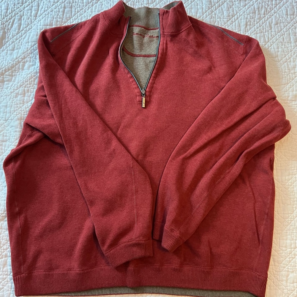 PMSS101 - Tommy Bahama, Men’s XXLT, Maroon, 1/2 zip sweater